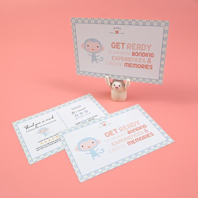 紙板 オーダーメイド ゴールドフォイル ロゴ ピンク ビジネス ポストカード 小規模企業への挨拶カード 4