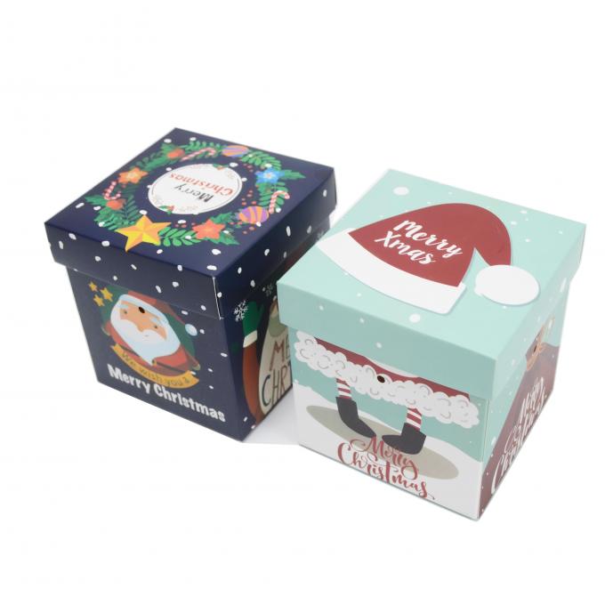 ギフトパッケージング用のカスタムサイズでコーティングされた紙で作られた蓋付きのクリスマスギフトボックス 5